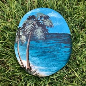Palm Trees Hand Painted River Rock 3”